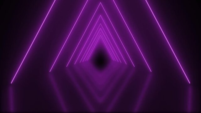 80s retro infinity tunnel of cool electric pink triangles of neon light beams in an seamless endless loop animated motion background with reflections 4K animation wallpaper backdrop