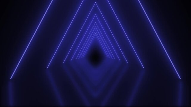 80s retro infinity tunnel of cool electric purple triangles of neon light beams in an seamless endless loop animated motion background with reflections 4K animation wallpaper backdrop