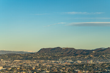 In the distance is Hollywoodland Sign and Griffith Observatory in the Santa Monica Mountains.  from InterContinental Los Angeles Downtown by IHG, California
