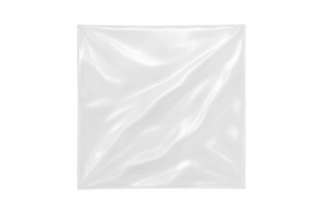 Clear plastic food wrap film packaging overlay with wrinkled texture, vector transparent polyethylene cellophane mockup