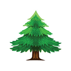 Green tree on white back