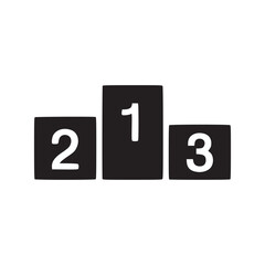 A black and white illustration of a podium with the numbers one two and three on each of the levels