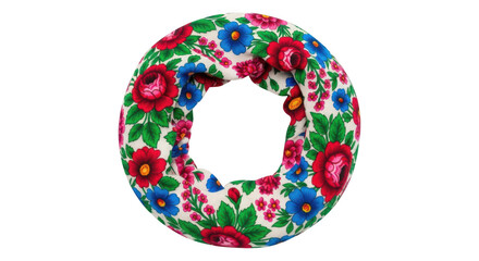 Floral print snood scarf isolated on transparent background