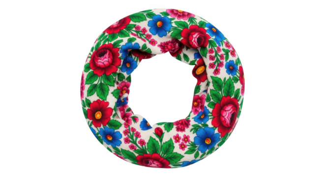 Floral print snood scarf isolated on transparent background