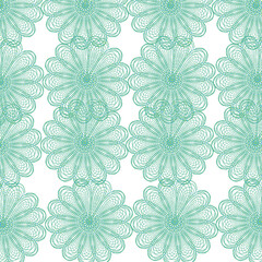 Seamless Dotted Mandala Floral Pattern &ndash; Abstract Geometric Line Art Background