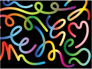 Colorful abstract wavy lines on a black background, vibrant gradient