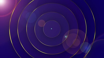 abstract futuristic background animation of violet 3d rings wave motion with glowing golden lights with Sun burst, digital flare, Solar light in space, 4k seamless corporate background loop - Powered by Adobe