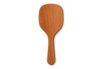 Wooden rice paddle isolated on transparent background, essential japanese kitchen tool for serving rice