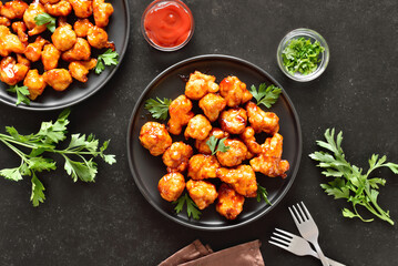 Sweet chili cauliflower wings on plate
