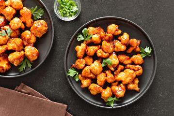 Sweet chili cauliflower wings on plate