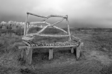 Makeshift sofa on beach in Big Sur, California, USA