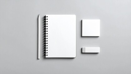 Minimalist workspace flat lay with notebook and pencil representing simplicity, focus, and creative clarity in modern design and personal organization