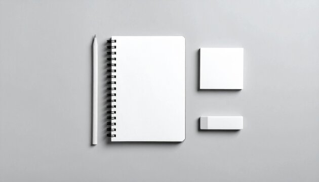 Minimalist workspace flat lay with notebook and pencil representing simplicity, focus, and creative clarity in modern design and personal organization - Powered by Adobe
