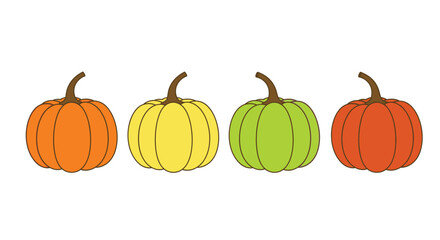 Four colorful pumpkins in a row a festive autumn illustration