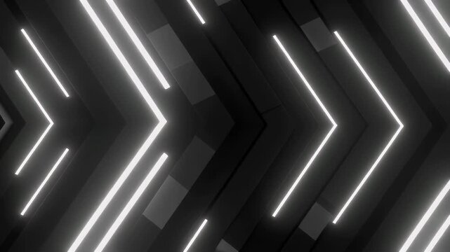 Abstract dark background with glowing white diagonal lines and geometric arrow patterns, creating a dynamic and futuristic aesthetic.