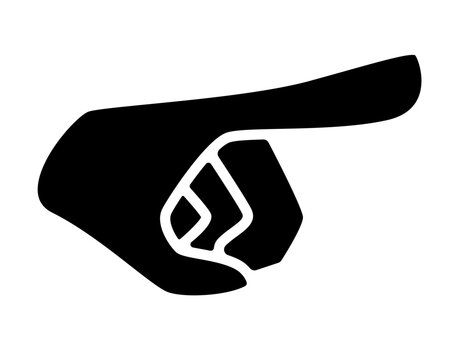 Hand with index finger extended, pointing gesture, hand - vector silhouette for a logo, pictogram, or stencil. Hand and index finger