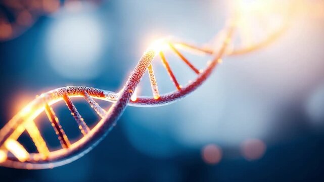 The Essence of Life: A visually stunning depiction of a DNA double helix, glowing with an internal light. The spiral of life, a symbol of science and exploration.