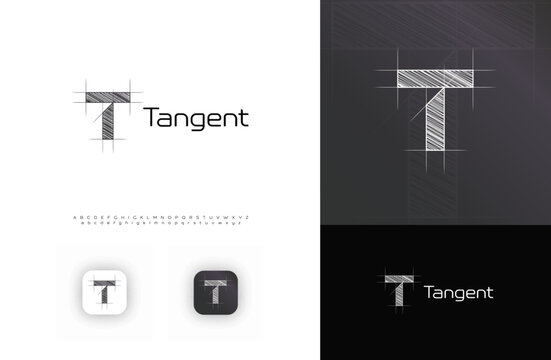 Blueprint Architect Logo, Technical Sketch Architectural LogoType, Crosshatch Grid Letter T. Building Construct Company Monogram, Real Estate, Architect Engineer Branding. Vector Logos Alphabet Font