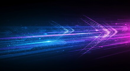 Dynamic digital artwork with vibrant blue and magenta streaks, conveying speed and momentum