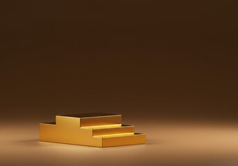 Critical golden step signaling high-value progress, future success, and the definitive transition to an elevated level of achievement, metallic, success, growth