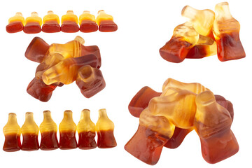 Cola Soda Bottle Jelly Candies on White Background