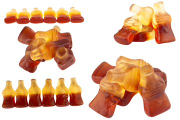 Cola Soda Bottle Jelly Candies on White Background