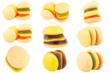 Jelly burger on white background