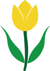 Yellow Tulip Flower Flat Vector Illustration