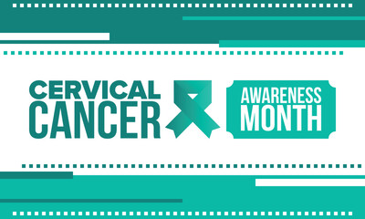 Cervical Cancer Awareness Month. Celebrate annual in January. Woman healthcare. Girl solidarity. Cancer prevention. Female disease. Medical healthcare concept. Poster, banner and background. Vector