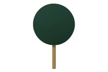 Green round stylized tree on transparent background. Simple cartoon lollipop shape for nature and growth concepts