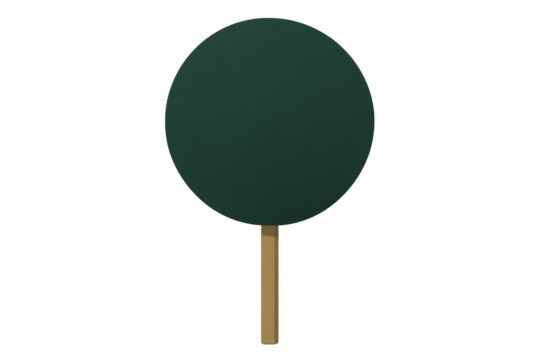 Green round stylized tree on transparent background. Simple cartoon lollipop shape for nature and growth concepts