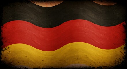 Distressed illustration depicting the wavy tri-band of a national flag against a textured background