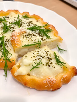 Delicious Turkish food; dill cheese pastry, Turkish name; dere otlu peynirli pogaca