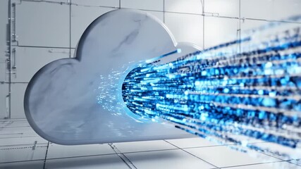 Visual representation of digital transformation, focusing on secure data transfer and storage