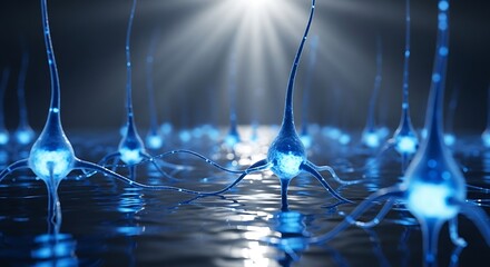 Abstract Neural Network Illustration, Medical Innovation Concept, Brain Cells Function
