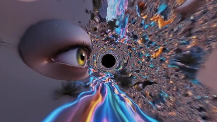 Desert landscape with animated clock and abstract sky