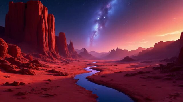 Night approaches as celestial and earthly features combine beautifully