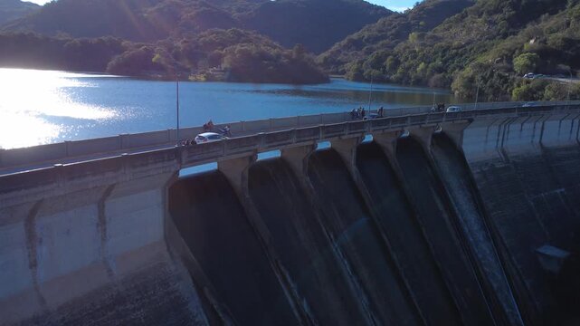Aerial View Over La Quebrada Dam in R&iacute;o Ceballos, C&oacute;rdoba, Argentina
