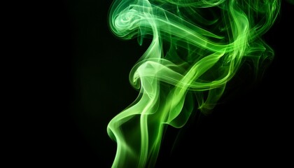 Fototapeta premium Green Smoke Isolated On Black Background