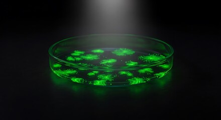 Glowing Biohazard Petri Dish Culture Growth Medical Research Lab