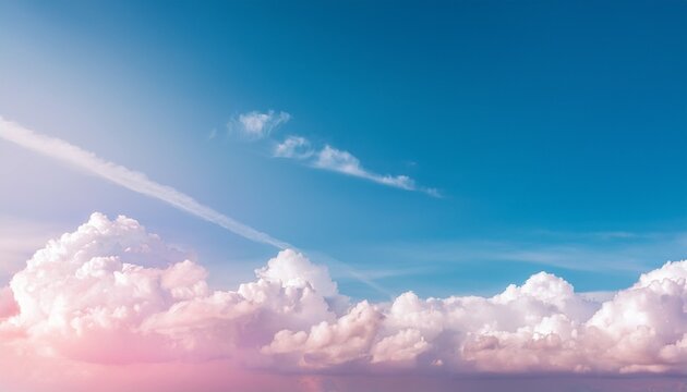 soft pastel sky clouds serene background pink blue white dreamy space for text - Powered by Adobe