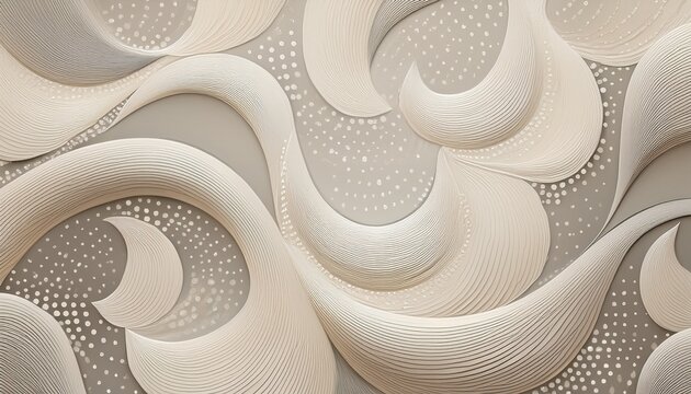elegant composition of soft round forms and dotted line accents in pale gray and cream shades seamless full frame background