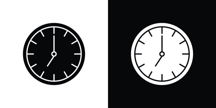 Clock seven icons. Simple solid style. Glyph vector illustration isolated