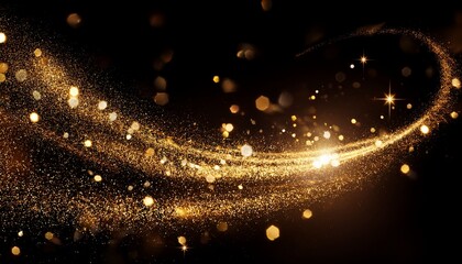 golden sparkles swirling on black background