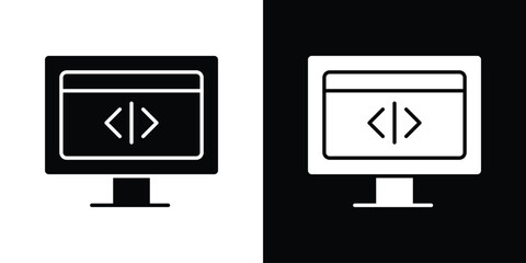 Fototapeta premium Display code icons. Simple solid style. Glyph vector illustration isolated