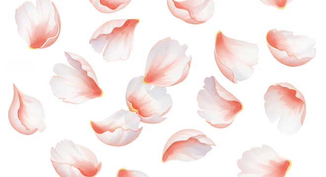 Elegant Pink Petals Floating Seamlessly on White Background