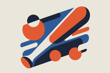 Dynamic Abstract Baseball Concept with Vibrant Colors and Stylized Bat Design