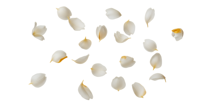 Scattered White Petals on a Clean Background - Elegant Floral Design Element