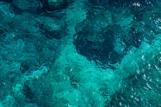 Sea water background, green transparent ocean