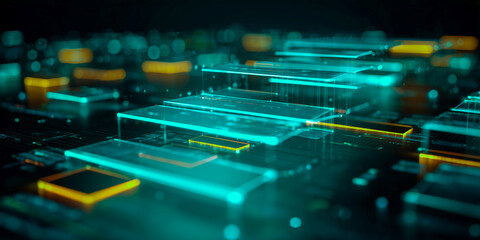 futuristic project management diagram with floating task layers time tracks geometric progress indicators and abstract digital structure